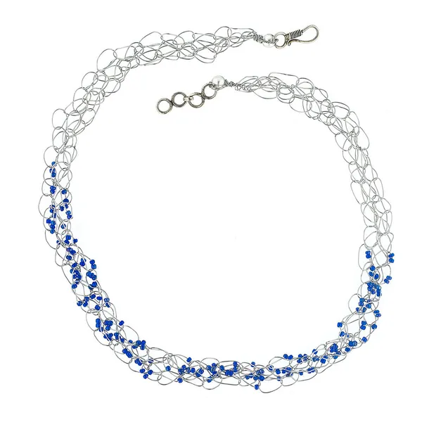 Blue_And_Silver_Alloy_Crochet_Wire_Glass_Pearl_Necklace_For_Women