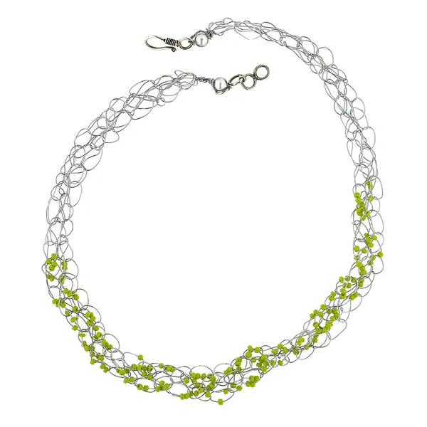 Green_And_White_Alloy_Crochet_Wire_Seed_Bead_Necklace_For_Women