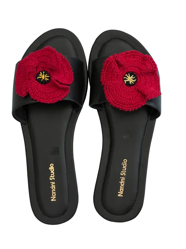 Black_Synthetic_Slip_On_Crochet_Poppy_Flats_For_Women