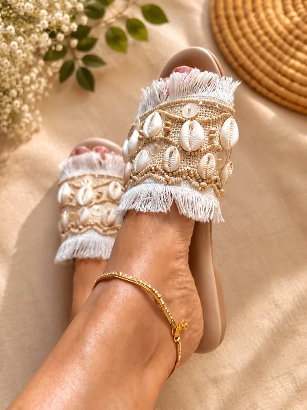 Women’s_Shell_&_Beaded_Embellished_Open_Toe_Slides