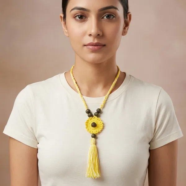 Yellow_Crochet_Wool_Flower_Tassel_Choker_Necklace_For_Women