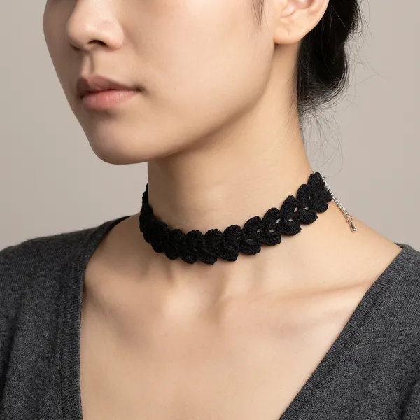 Black_Crochet_Wool_Handmade_Choker_Necklace_For_Women