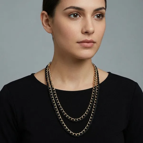 Black_And_Golden_Alloy_Chain_Necklace_For_Women