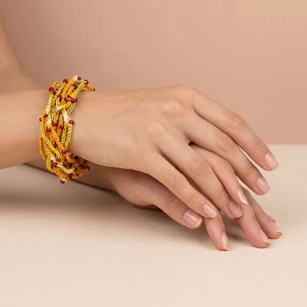 Mustard_Crochet_Thread_Bracelet_And_Anklet_For_Women
