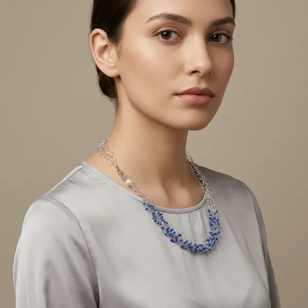 Blue_And_Silver_Alloy_Crochet_Wire_Glass_Pearl_Necklace_For_Women