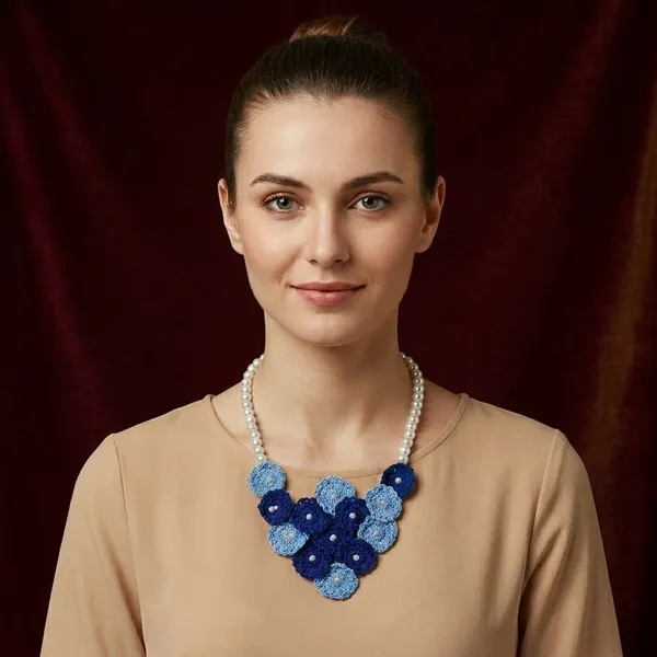 Blue_Crochet_Wool_Small_Flower_Pearl_Necklace_For_Women