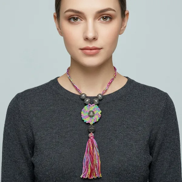 Multicolor_Crochet_Wool_Flower_Tassel_Choker_Necklace_For_Women