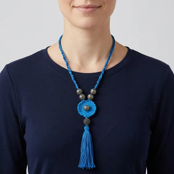 Blue_Crochet_Wool_Flower_Tassel_Choker_Necklace_For_Women