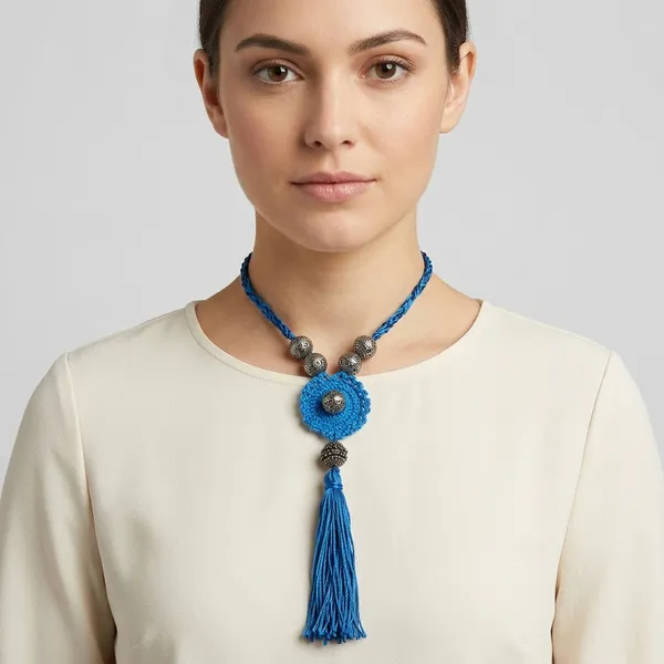 Blue_Crochet_Wool_Flower_Tassel_Choker_Necklace_For_Women