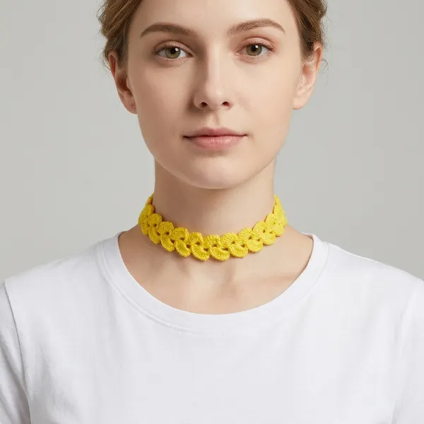 Yellow_Crochet_Wool_Handmade_Choker_Necklace_For_Women