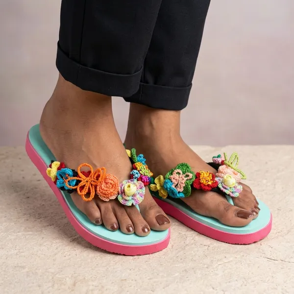Aqua_Crochet_Bead_Flower_Flip_Flops_For_Women