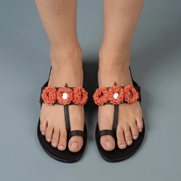 Black_Synthetic_Crochet_Flower_Kolhapuri_Slippers_For_Women