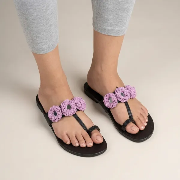 Black_Synthetic_Crochet_Flower_Kolhapuri_Slippers_For_Women