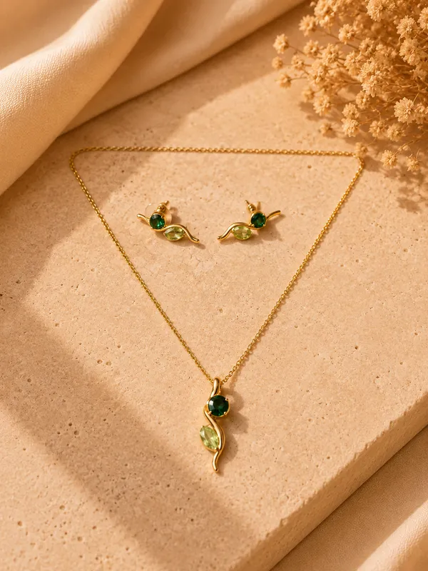 Emerald_Vine_Necklace_And_Earrings_Set_18k_Gold_Plated