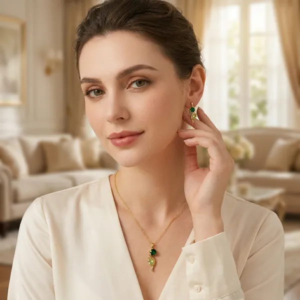 Emerald_Vine_Necklace_And_Earrings_Set_18k_Gold_Plated