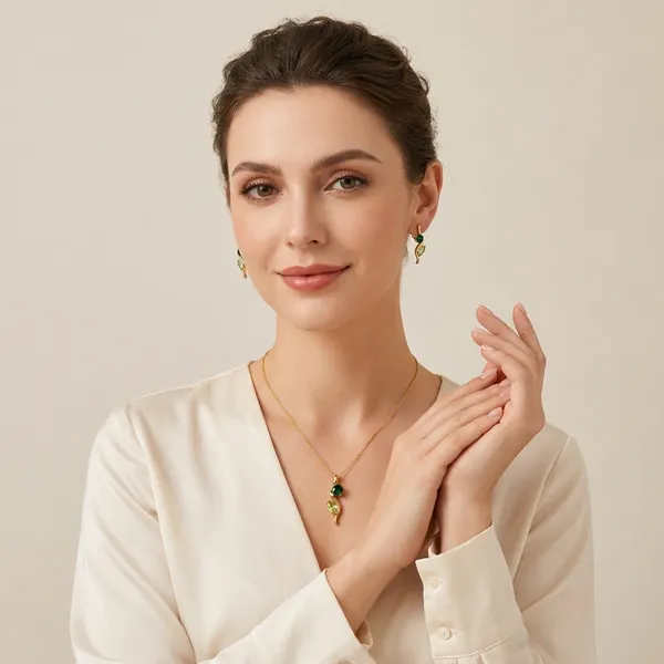 Emerald_Vine_Necklace_And_Earrings_Set_18k_Gold_Plated
