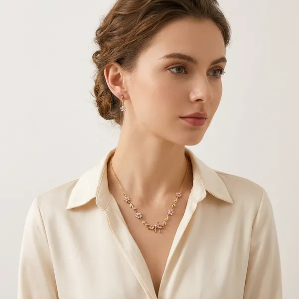 Aura_Blossom_Necklace_And_Earring_Set_18k_Gold_Plated