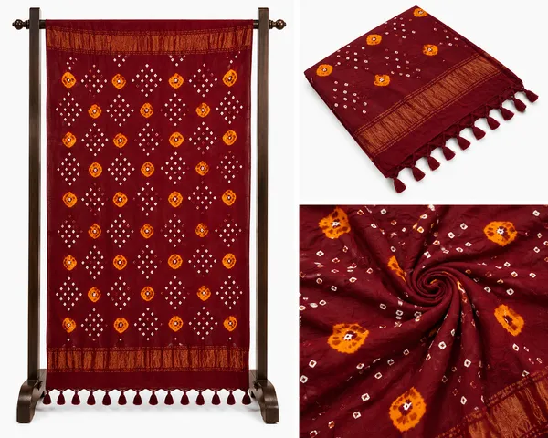 Maroon_Viscose_Rayon_Bandhani__Lagdi_Dupatta_For_Women