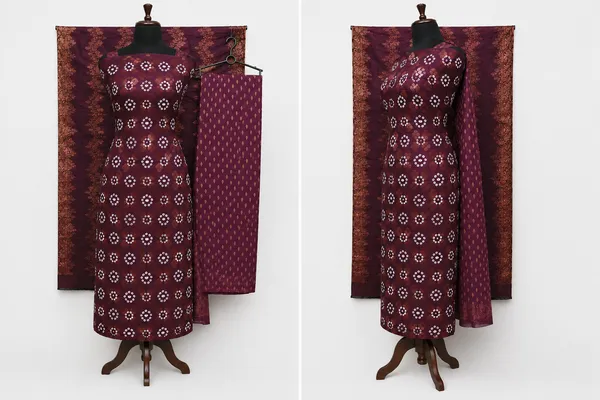Maroon_Cotton_Bandhani_Handmade_Unstitched_Kurta_Set_With_Dupatta_For_Women