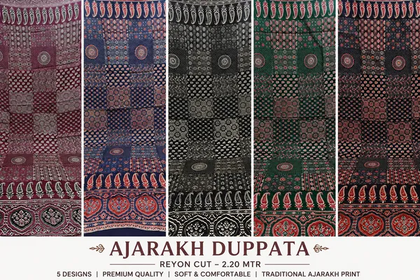 Combo_Of_5_Pcs_Premium_Ajrakh_Printed_Rayon_Dupatta_|_2.20_Meter_|_Soft_&_Lightweight_|_Traditional_Ethnic_Wear_|_5_Color_Options