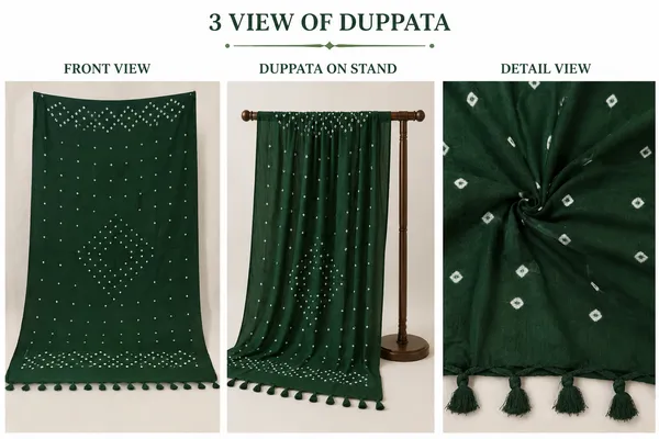Green_Viscose_Rayon_Handmade_Bandhni__Dupatta_For_Women