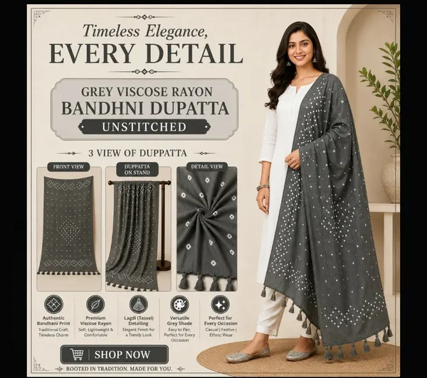 Grey_Viscose_Rayon_Bandhni_Dupatta_For_Women