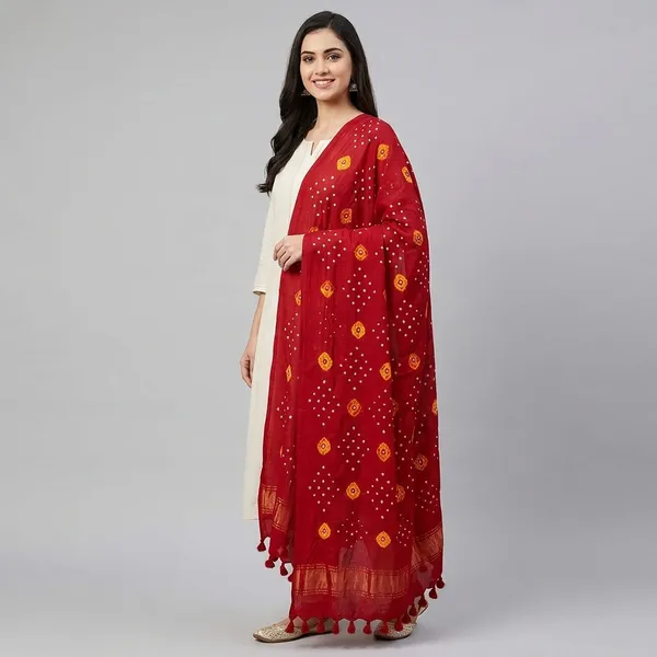 Red_Viscose_Rayon_Bandhani_Lagdi_Dupatta_For_Women