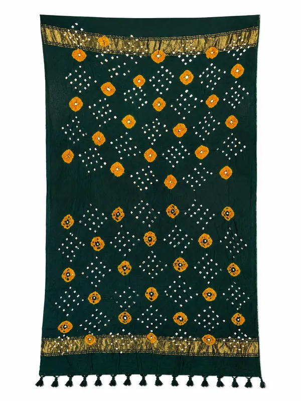 Dark_Green_Viscose_Rayon_Bandhani_Lagdi_Dupatta_For_Women