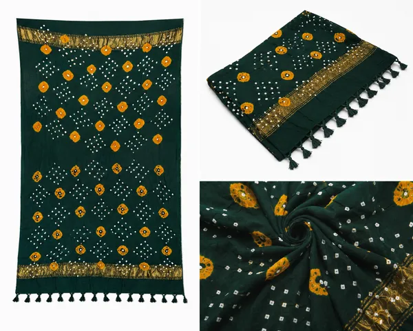 Dark_Green_Viscose_Rayon_Bandhani_Lagdi_Dupatta_For_Women