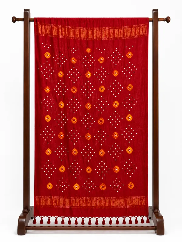 Red_Viscose_Rayon_Bandhani_Lagdi_Dupatta_For_Women