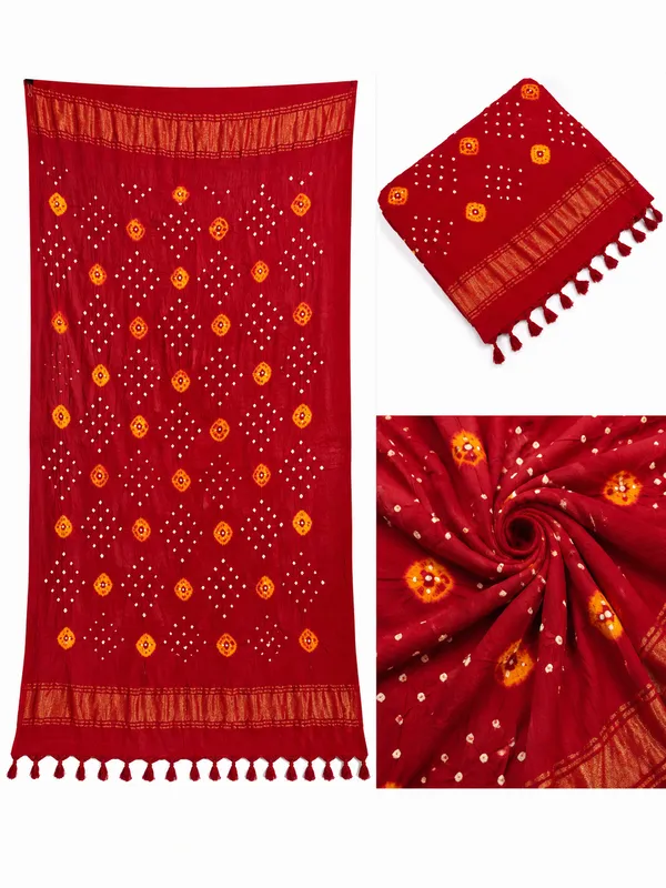 Red_Viscose_Rayon_Bandhani_Lagdi_Dupatta_For_Women