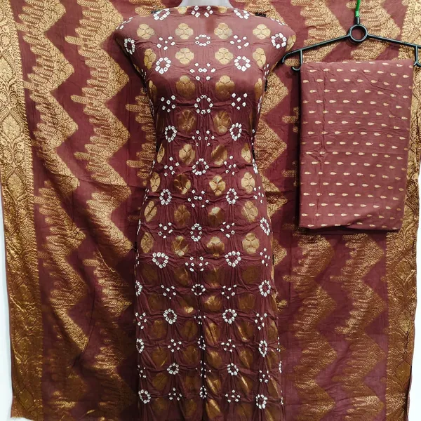 Brown_Cotton_Floral_Print_Unstitched_Kurta_Set_With_Dupatta_For_Women