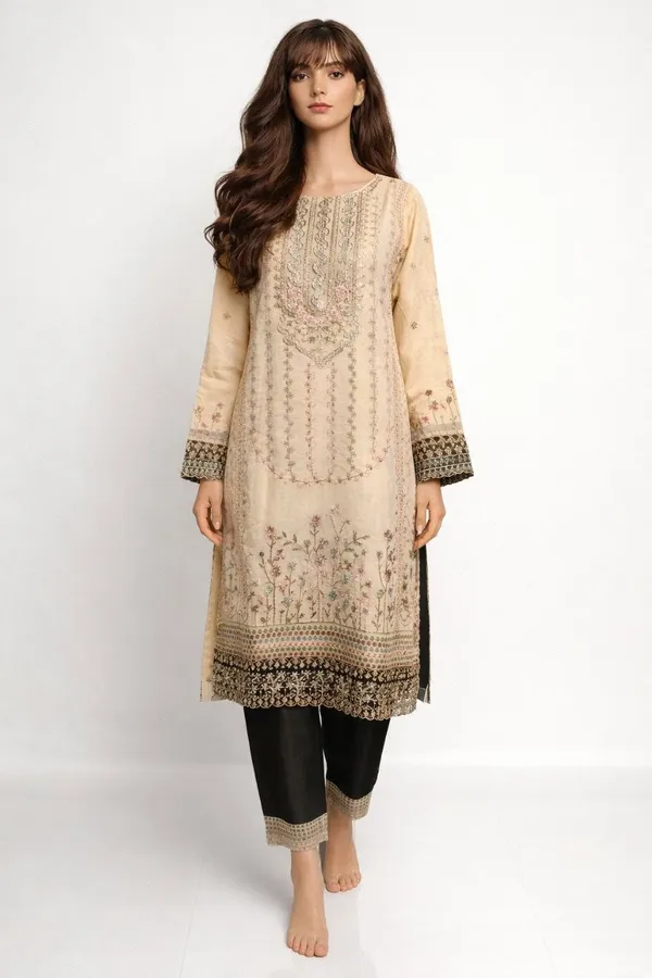 Beige_Organza_Embroidered_Straight_Kurti_Palazzo_Set_For_Women