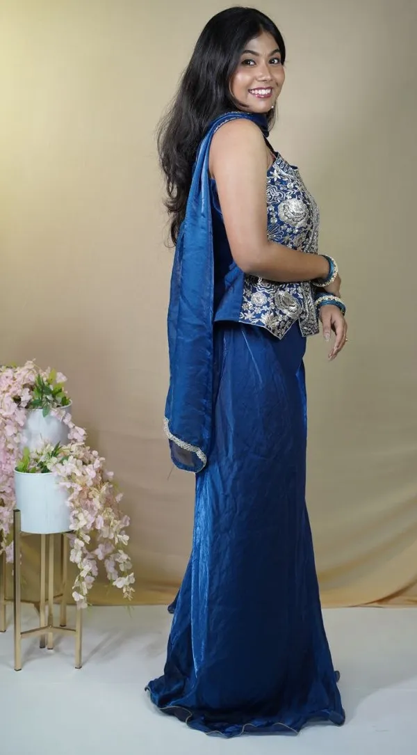 Royal_Blue_Georgette_Embroidered_Peplum_Kurti_Palazzo_Set_For_Women