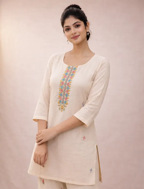 Off-White_Khadi_Straight_Embroidered_Kurti_For_Women