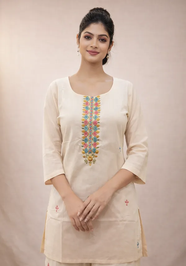 Off-White_Khadi_Straight_Embroidered_Kurti_For_Women