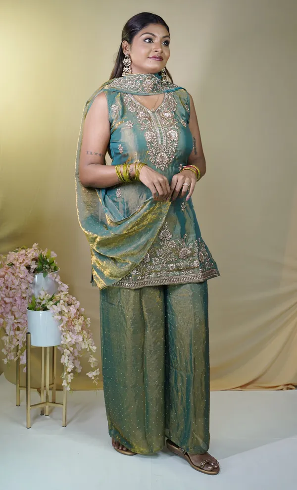 Green_Georgette_Embroidered_Fusion_Palazzo_Set_For_Women