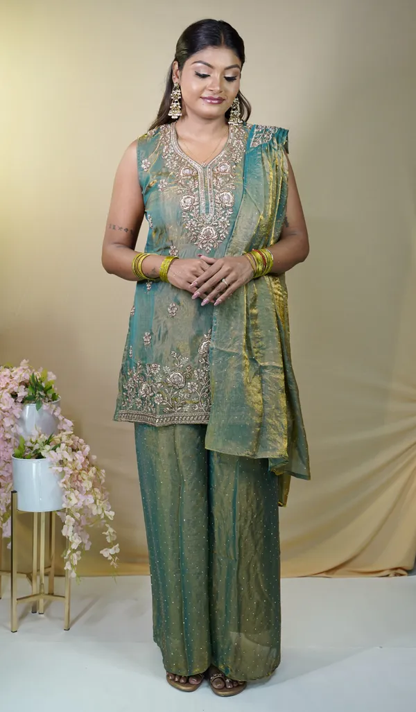 Green_Georgette_Embroidered_Fusion_Palazzo_Set_For_Women
