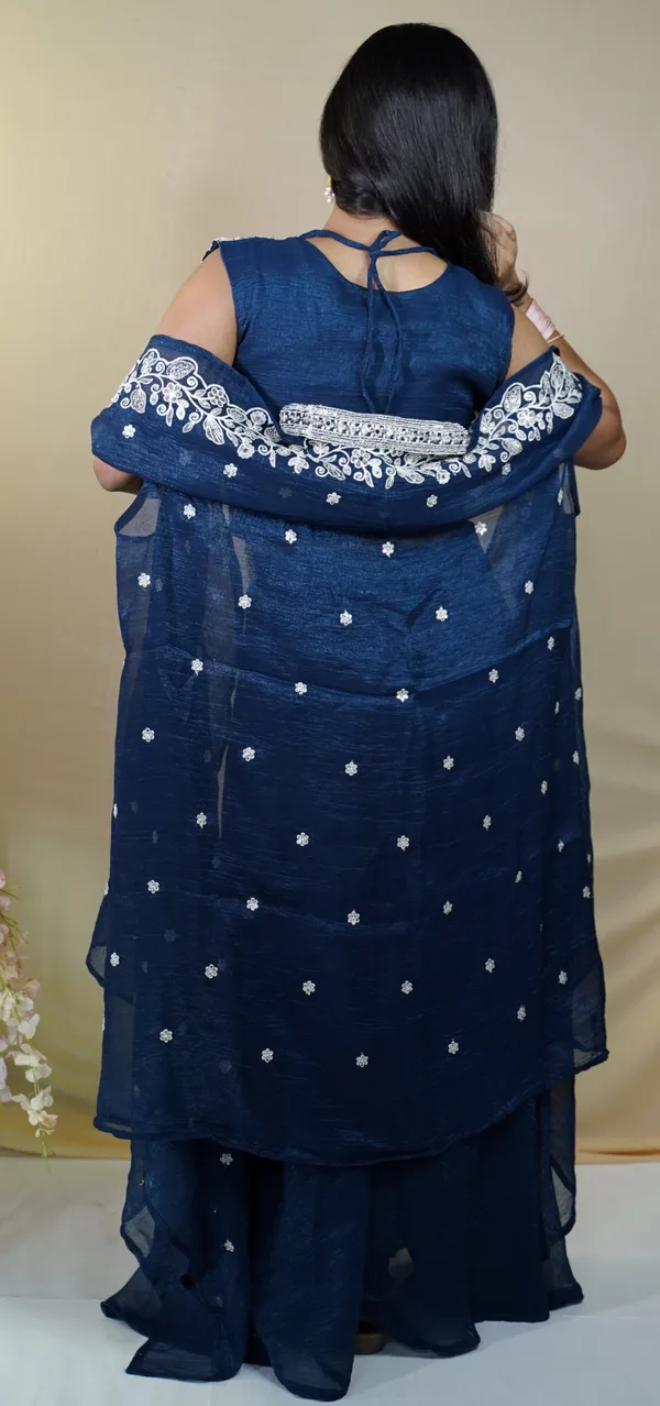 Navy_Blue_Crepe_Embroidered_Sharara_Ethnic_Set_For_Women