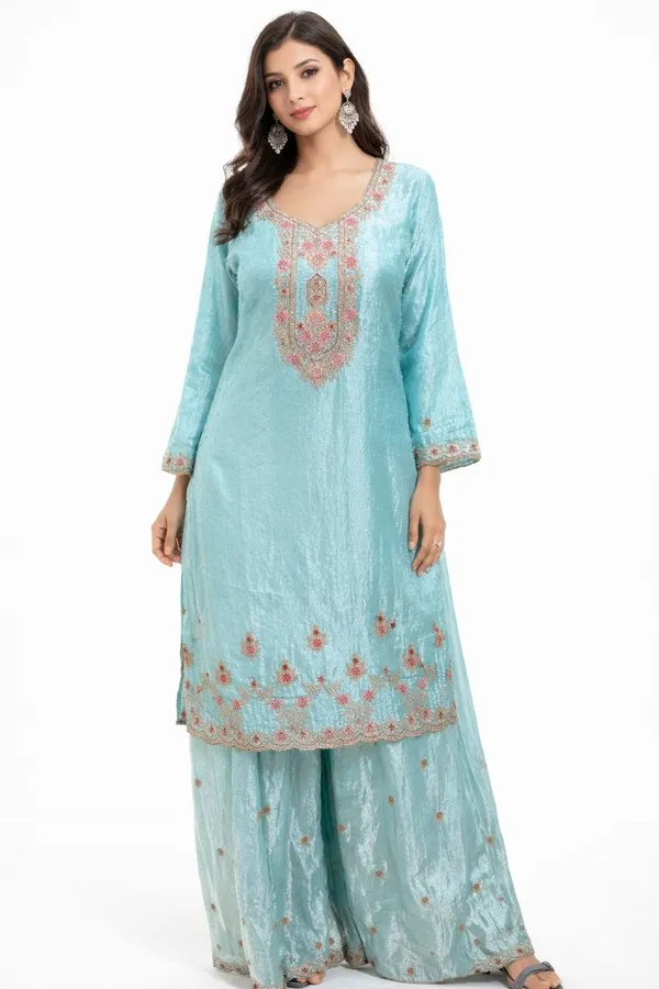 Sky_Blue_Tissue_Ethnic_Suit_Set_For_Women