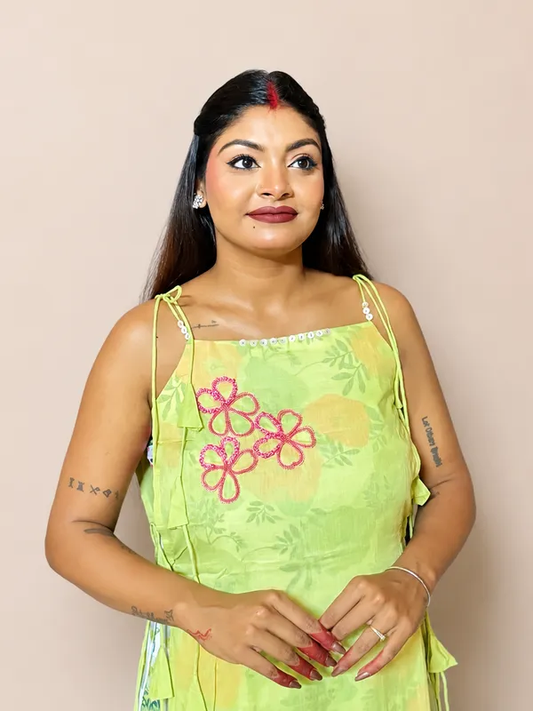 Light_Green_Rayon_Floral_Embroidered_Indo-Western_Co-Ord_Set_For_Women