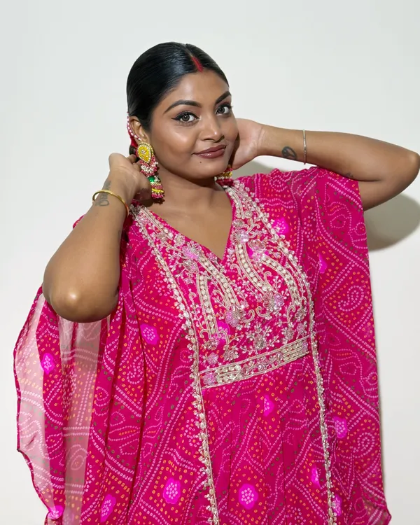 Style:_Ethnic_Bandhani_Kaftan_Gown_/_Flared_Dress