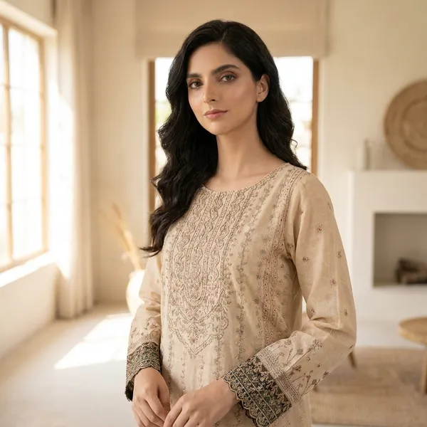 Beige_Organza_Embroidered_Straight_Kurti_Palazzo_Set_For_Women