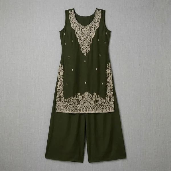 Green_Crepe_Straight_Sleeveless_Suit_Set_For_Women