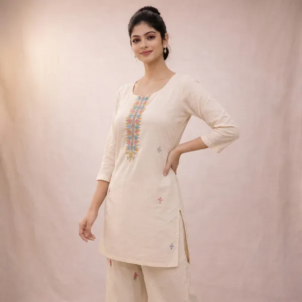 Off-White_Khadi_Straight_Embroidered_Kurti_For_Women