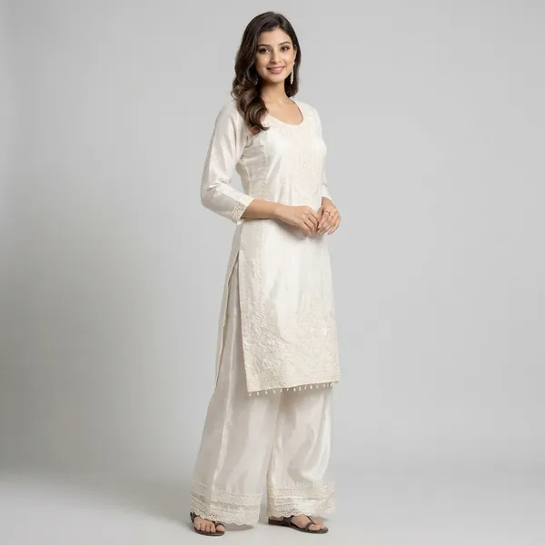 White_Organza_Thread_Embroidered_Ethnic_Wear_For_Women