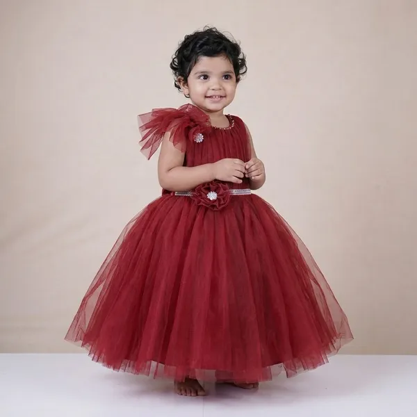 Red_Soft_Net_Party_Ethnic_Wear_For_Girls