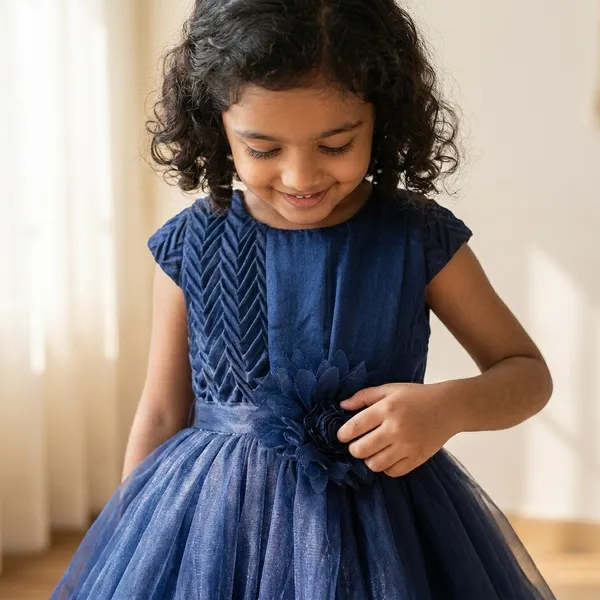 Navy_Blue_Soft_Net_Princess_Ethnic_Wear_For_Girls