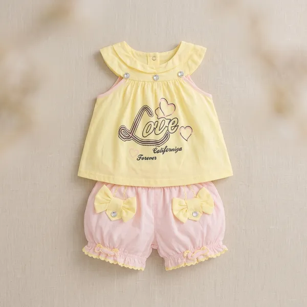 Yellow_And_Pink_Cotton_Ethnic_Wear_For_Infants