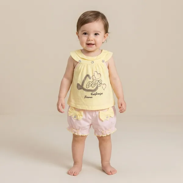 Yellow_And_Pink_Cotton_Ethnic_Wear_For_Infants